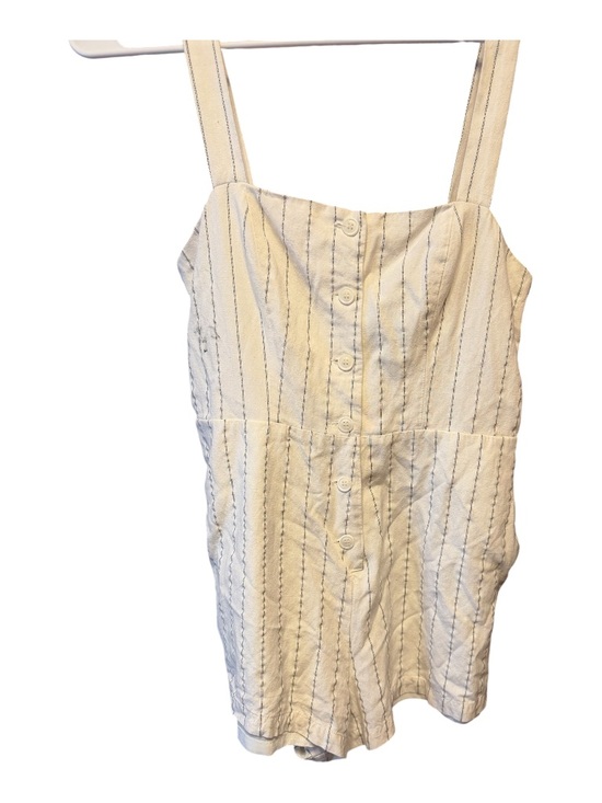 Tularosa Pants - Tularosa Cream Striped Button-Front Romper